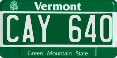VT license plate CAY640