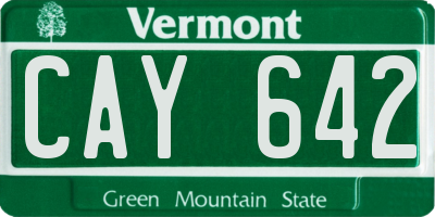 VT license plate CAY642