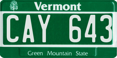 VT license plate CAY643