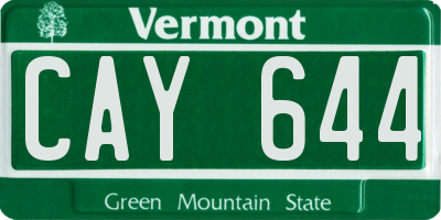 VT license plate CAY644