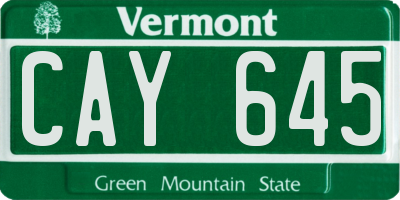 VT license plate CAY645