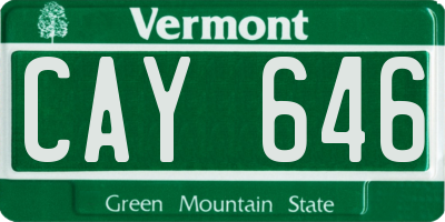 VT license plate CAY646