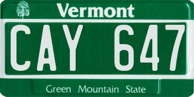 VT license plate CAY647