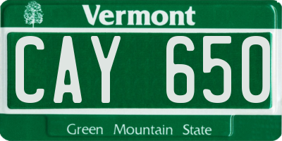 VT license plate CAY650
