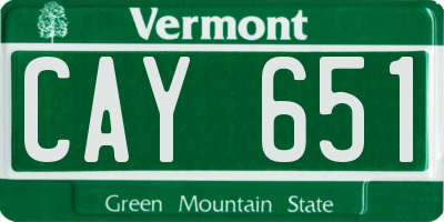 VT license plate CAY651