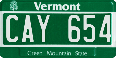VT license plate CAY654