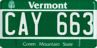 VT license plate CAY663