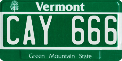 VT license plate CAY666