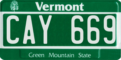 VT license plate CAY669