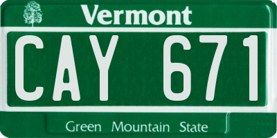 VT license plate CAY671