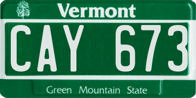 VT license plate CAY673
