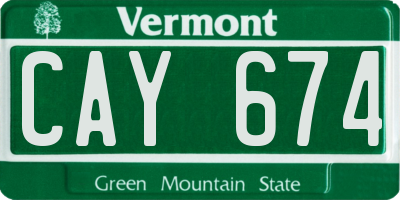 VT license plate CAY674