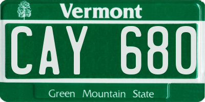 VT license plate CAY680
