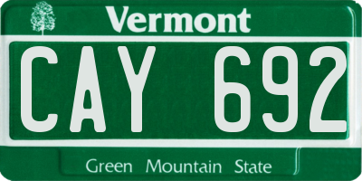 VT license plate CAY692