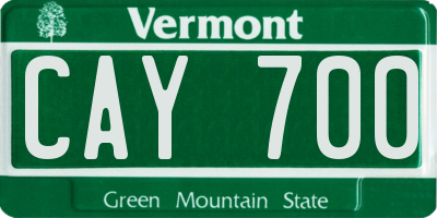 VT license plate CAY700