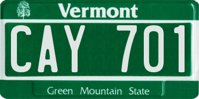 VT license plate CAY701