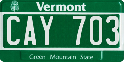 VT license plate CAY703