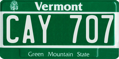 VT license plate CAY707