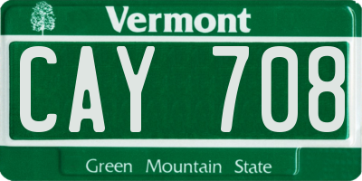VT license plate CAY708
