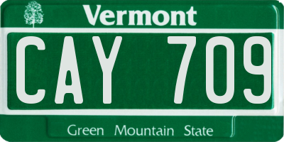 VT license plate CAY709