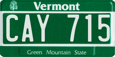 VT license plate CAY715