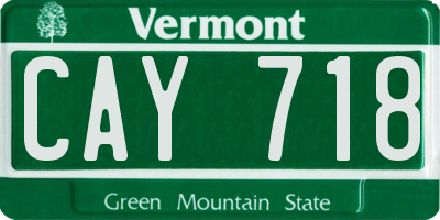 VT license plate CAY718