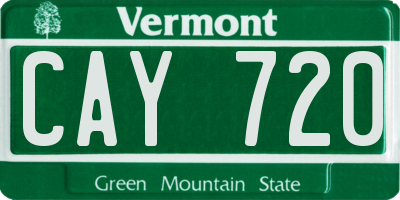 VT license plate CAY720