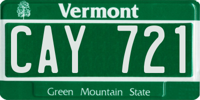 VT license plate CAY721