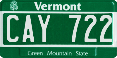 VT license plate CAY722