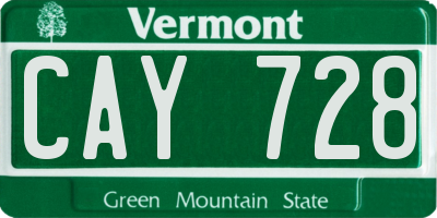 VT license plate CAY728