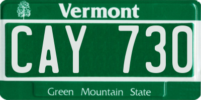 VT license plate CAY730