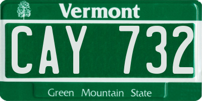 VT license plate CAY732