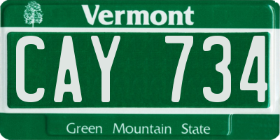 VT license plate CAY734