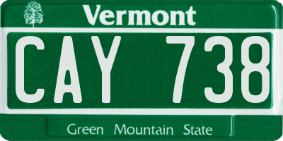 VT license plate CAY738