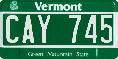 VT license plate CAY745