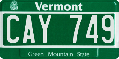 VT license plate CAY749