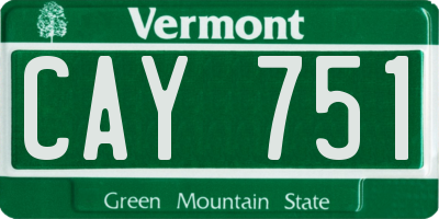 VT license plate CAY751