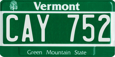 VT license plate CAY752