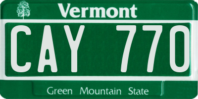 VT license plate CAY770