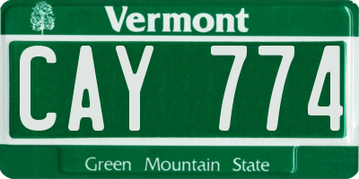 VT license plate CAY774