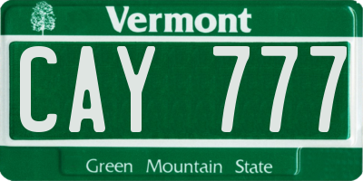 VT license plate CAY777