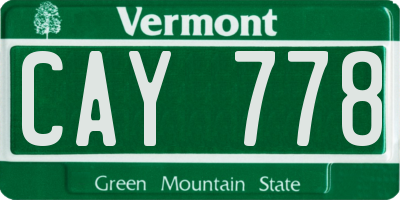 VT license plate CAY778
