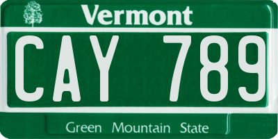 VT license plate CAY789