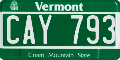 VT license plate CAY793