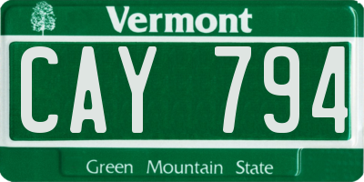 VT license plate CAY794