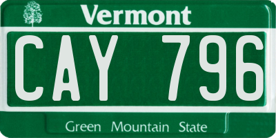 VT license plate CAY796