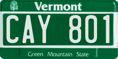 VT license plate CAY801