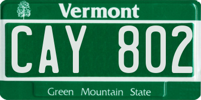 VT license plate CAY802