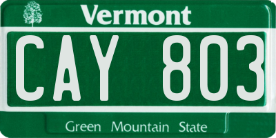 VT license plate CAY803
