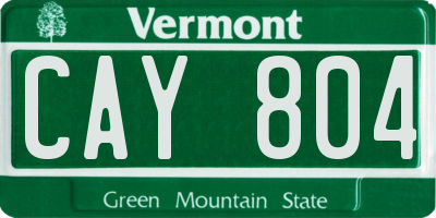 VT license plate CAY804